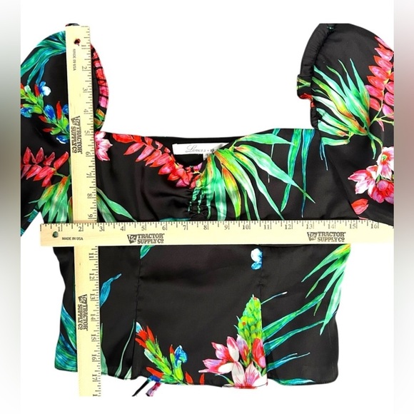 NWT Lovers + Friends Women’s‎ Black Floral Tropical Cropped Top Midi Skirt Small - Picture 5 of 8